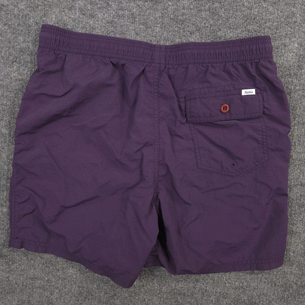 Katin Poolside Volley Swim Trunks Mens M Purple Elastic Waist Mesh Lined Shorts